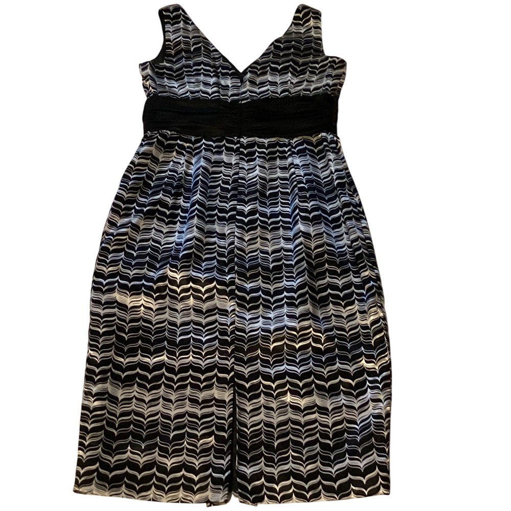 London Times Petites Black White‎ Wave Print Sleeveless Dress Size 6P